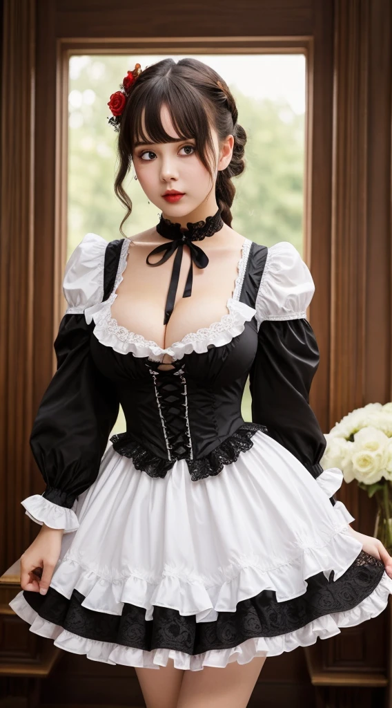 Modern victorian fashion dress ((****ta Dress)) ,****ta Dress Vol.2=lo dress, long dress, layered dress, choker, bow, long sleeves
Lace blindfold | Sexy Clothing=Lace Blindfold black blindfold white blindfold red blindfold,(NSFW),(Full Body),(cute face:1.5),(huge breasts:1.2),high-heels,big hips, medium thighs,breasts slightly exposed,cleavage of the breast,lipgloss,Lace,