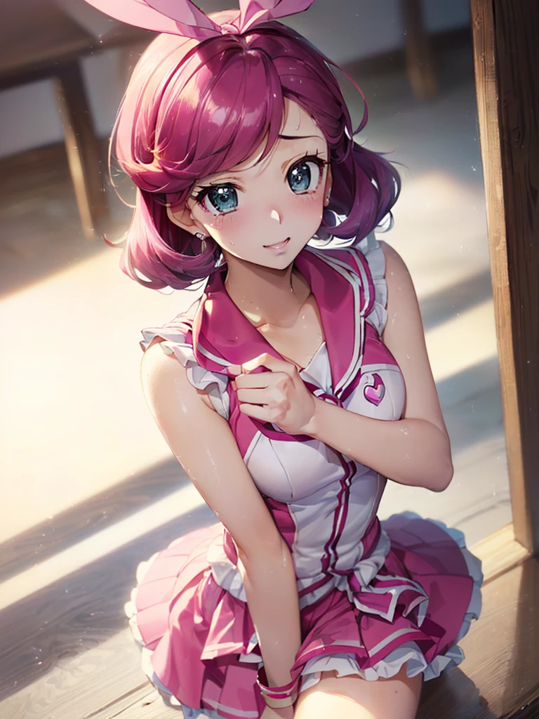 hight resolution, top-quality, ultra-quality, The ultra-detailliert, lighting like a movie、full of sweat、Wearing sweat、(((((セクシープリキュアオールスターズウェディンク,))))(((フェラチオSEX)))、、