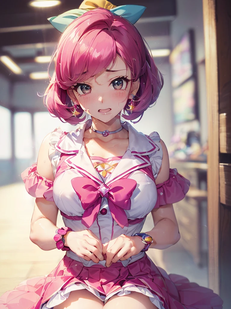 hight resolution, top-quality, ultra-quality, The ultra-detailliert, lighting like a movie、full of sweat、Wearing sweat、(((((セクシープリキュアオールスターズウェディンク,))))(((フェラチオSEX)))、、