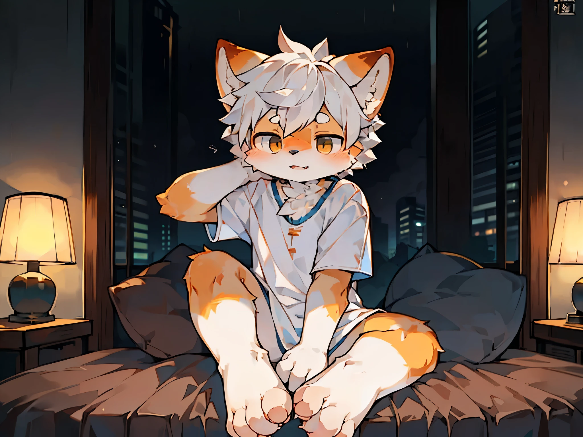 furry,fur,body fur,rainy day,alone,short sleeves,horizon,White shirt,((Character focus)),full-body shot,Four toes,Sports socks(Bare toes), white hair, orange fur,rest,not关系,not关系,not关系,not关系,not关系,not关系,not关系,not关系,not关系,not关系,not关系,not关系,not关系,not关系,not关系,not关系,not关系,not关系,not关系,not,not,not,not,not,not