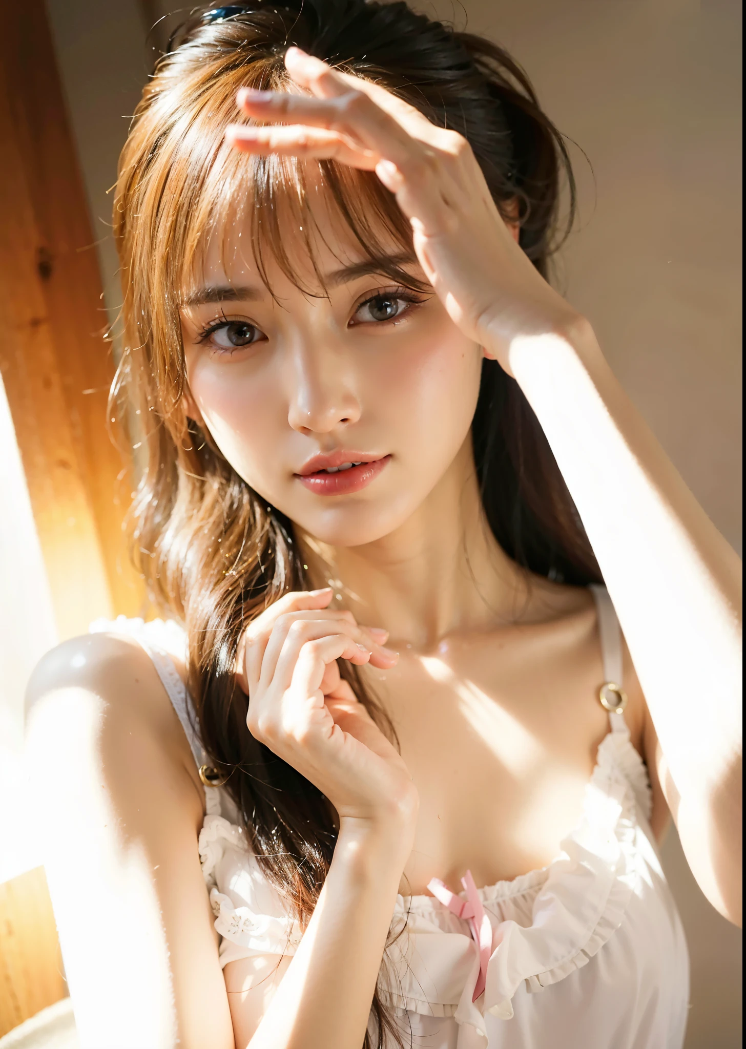 (highest quality,4K,8K,High resolution,masterpiece:1.2),super detailed,(realistic,realistic,realistic:1.37),portrait,beautiful girl,model,Japanese,Posing for close-up photos,fashion,Anna Niko Norova is also known as Nemirkiki,gorgeous young woman,beauty,asian girl,Dress elegantly,2 girl model,Russian-Japanese mix,Bright colors,professional lighting,attention to detail,sharp focus,Studio environment,Nice facial features,natural makeup,elegant posture,delicate skin texture,sparkling eyes,delicate nose,Cute plump rosy lips,long straight black hair,Cleanses smooth skin,Exquisite and chic clothing styles,AI-generated images,smile,smile