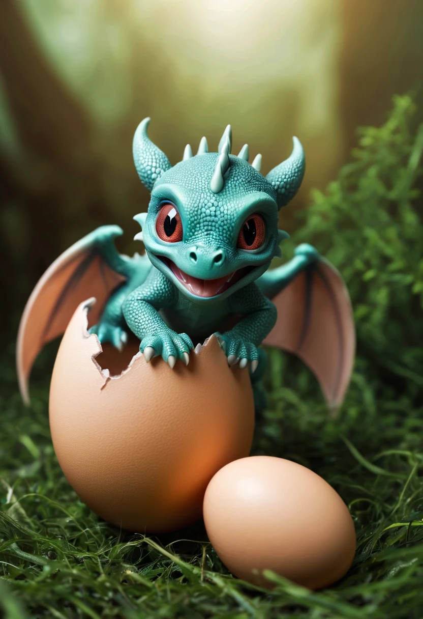 dragon raises its small head from the egg,