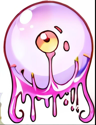 sharp focus, Pink Bubble Slime, single eye, glossy, transparent, Giant Bubble