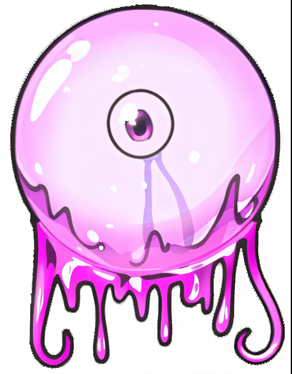 sharp focus, Pink Bubble Slime, single eye, glossy, transparent, Giant Bubble