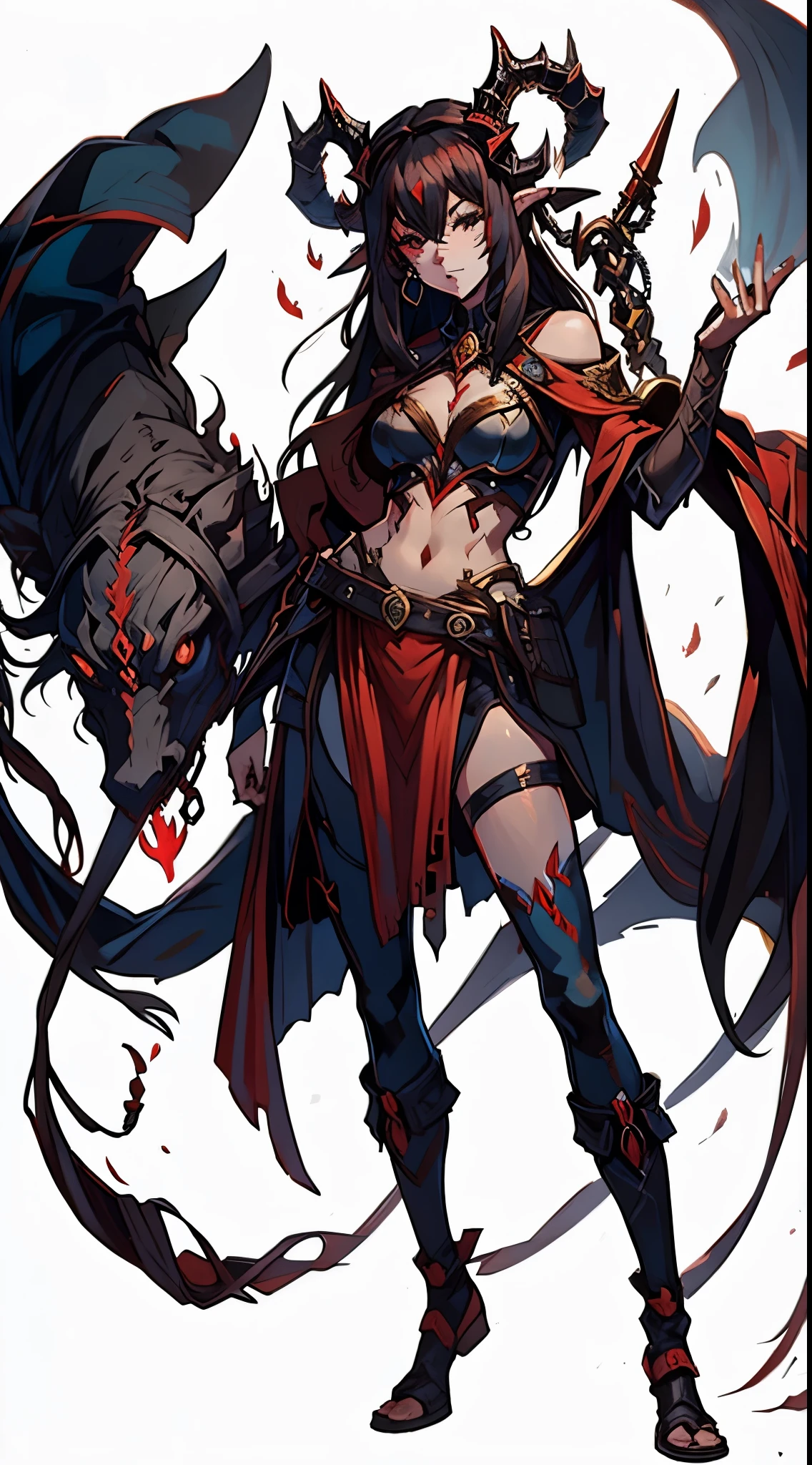 (Best picture quality), Hyper-detailing, k hd, A(Bare-legged naked Valhalla Valkyrie), With a fairy atmosphere, deep dark background, A fresh breeze blows,Intense scarlet tone, Hot red hair, Focus on muscles, Norse mythological mood。