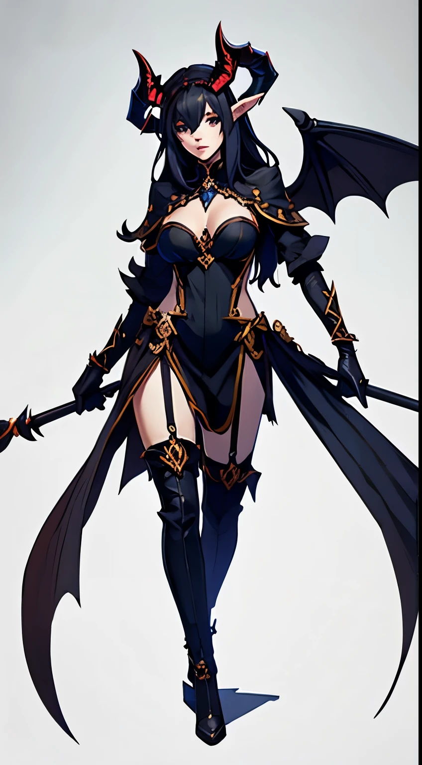 (full body, girl ,with demon tail and demon horns, white background, medieval fantasy)
(best quality, highres, ultra-detailed)