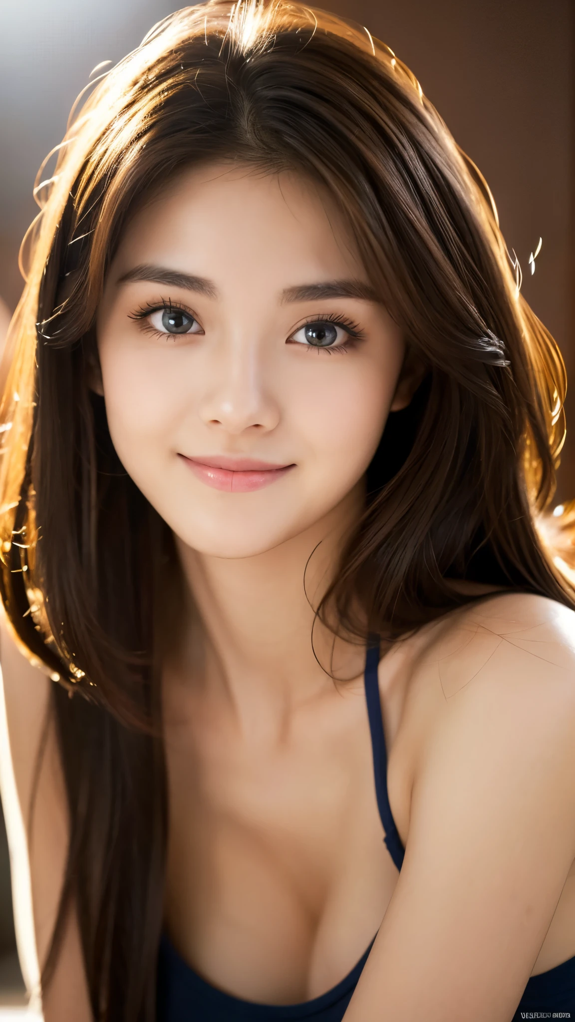 highest shape, Super detailed, finely, High resolution, 8k wallpaper, under wear, medium hair, big breasts, natural color lip, smile,、20 year old girl, midnight, beautiful and detailed face, big cleaves, random sexy pose, hot mood, perfect and beautiful face, Big eyes, RAW photo, beautiful and detailed eyes, small face, beautiful duplex, slim face and style, blur the background