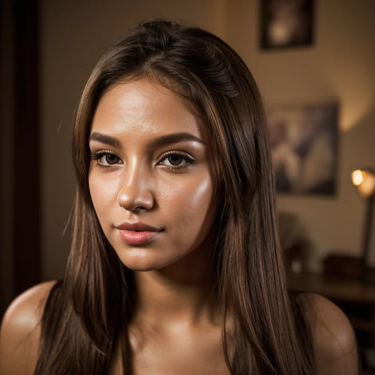 (best quality,4k,8k,highres,masterpiece:1.2),ultra-detailed,(realistic,photorealistic,photo-realistic:1.37),HDR,UHD,studio lighting,ultra-fine painting,sharp focus,physically-based rendering,extreme detail description,professional,vivid colors,bokeh,sculpted body, cinnamon color, gray eyes, long straight hair, plump lips, tall, portraiture, warm tones, soft lighting