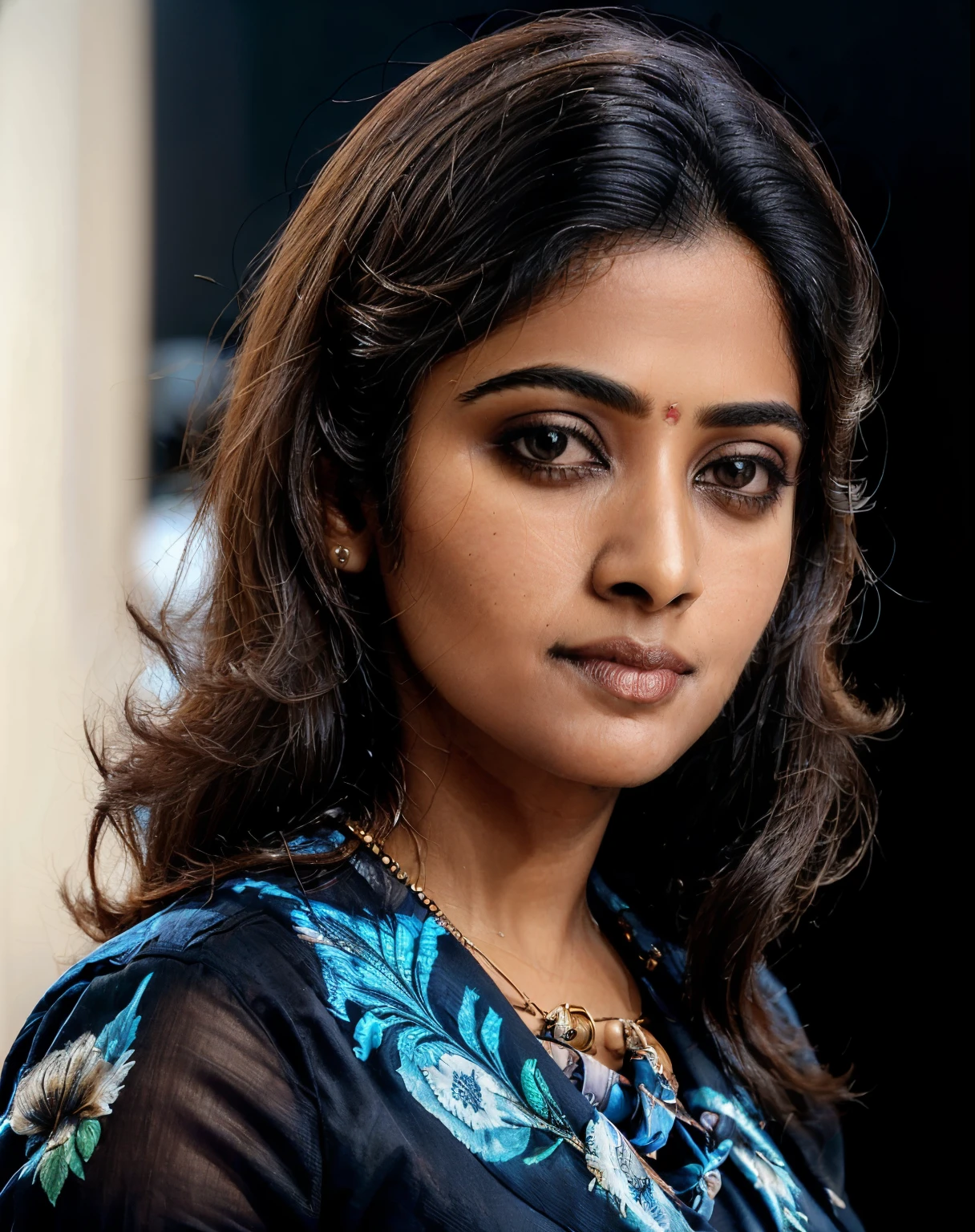 (fair skin), (wearing Business Professional Attire), (best quality,hd,portrait:1.2),Detailed photograph of a south indian business woman, wheatish skin, smart, ultra-detailed, professional,focused, straight, looking at camera, black background
