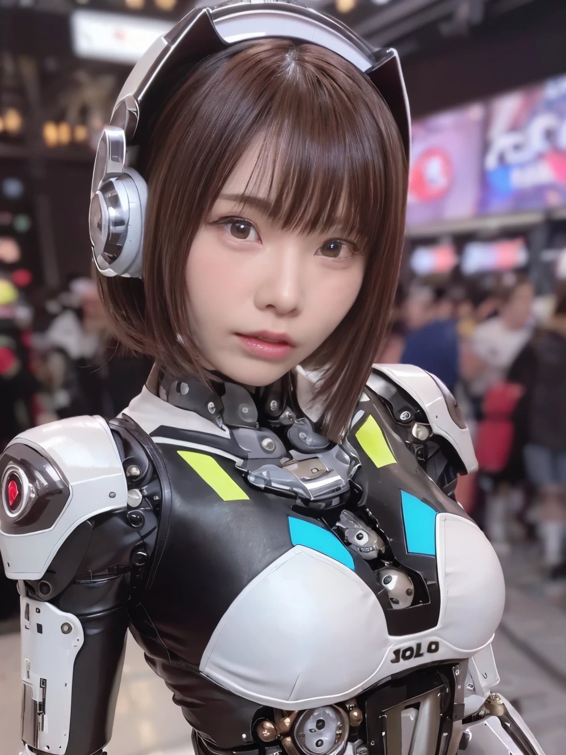 ((((solo:1.6))))、未来的な白い光沢のある重装甲ロボットスーツを着たgirlが写真を撮る、perfect android girl, gynoid cyborg body, perfect anime cyborg woman, beautiful female android!, female robot, fully robotized!! girl, Cute cyborg girl, cyber suit, メカサイバーアーマーを着たgirl, cyber suit, beutiful white girl cyborg, beautiful female android, Beautiful girl cyborg、Cute cyborg girl with short bob hair、Gravure Model Android Beautiful Girl、(laughter)、((Rounded white massive chest armor))、(((Mechanical headgear on both ears:1.6)))、(((robot girl)))、(((美しいgirlアンドロイド)))、(((Face waiting for kiss:1.6)))