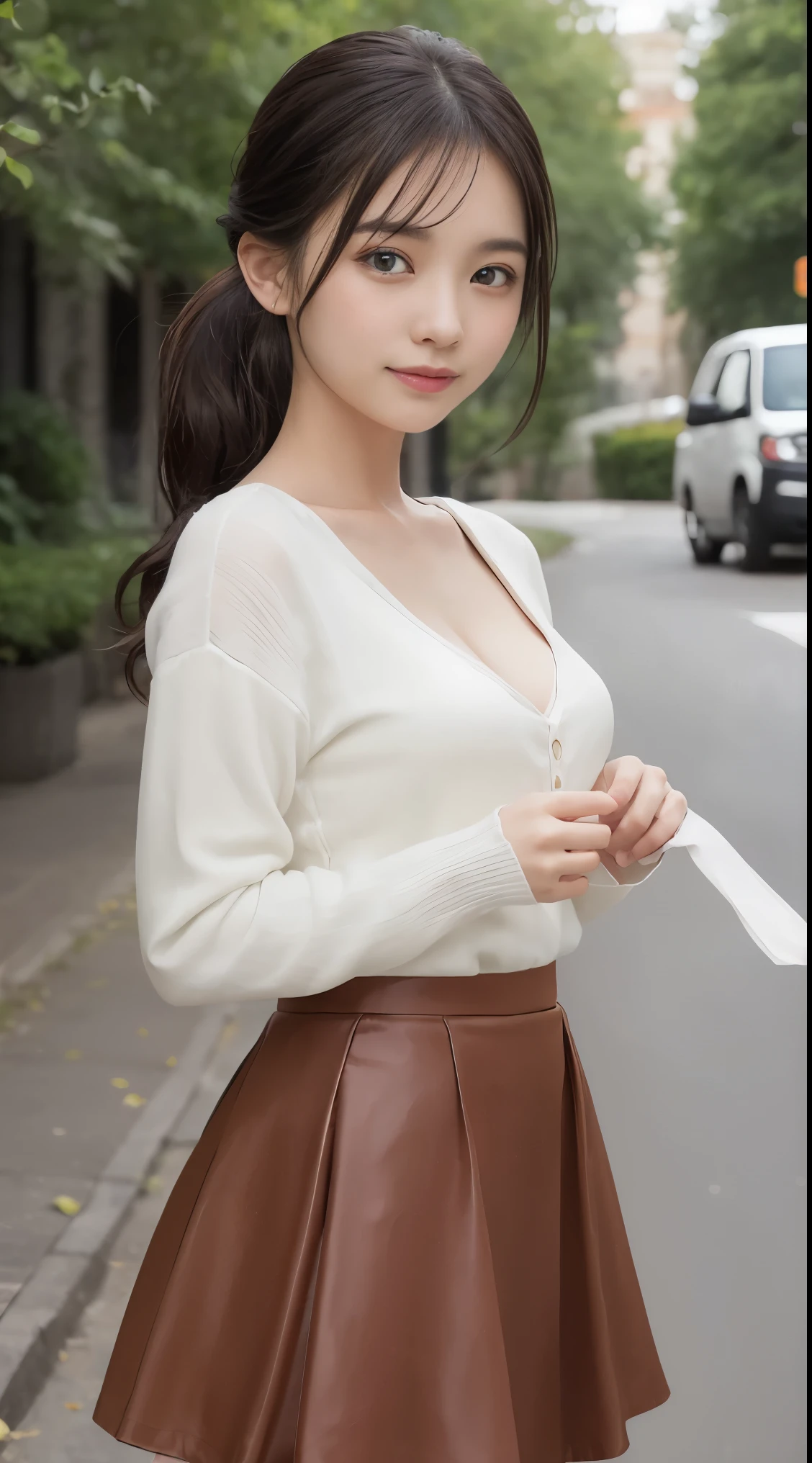randome pose、top-quality、超A high resolution、(Photorealsitic:1.5)、1人、Red Sweater、(Brown hair:1.2)、(huge-breasted:1.2)、very thin waist、Big ass、Classroom、looking at viewert、a closeup、full body Esbian、Nasty eyes、full body Esbian、a wet body、Wet clothes、see through dress、