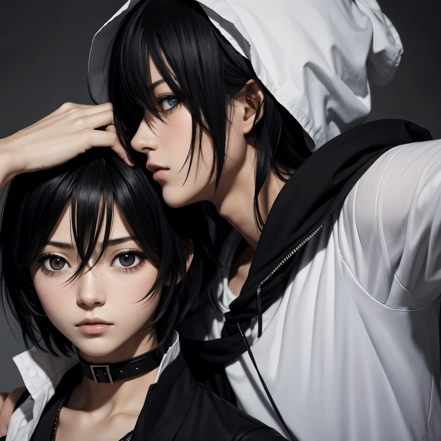 l_lawliet, black hair, black eyes