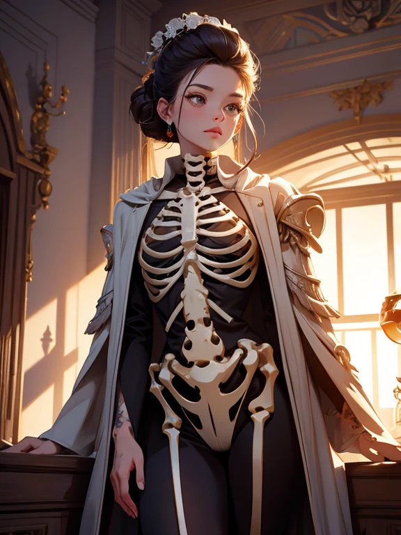 (masterpiece, high quality, high resolution, absurd, super detailed, 8k),real:1.5,(skeleton in robes)