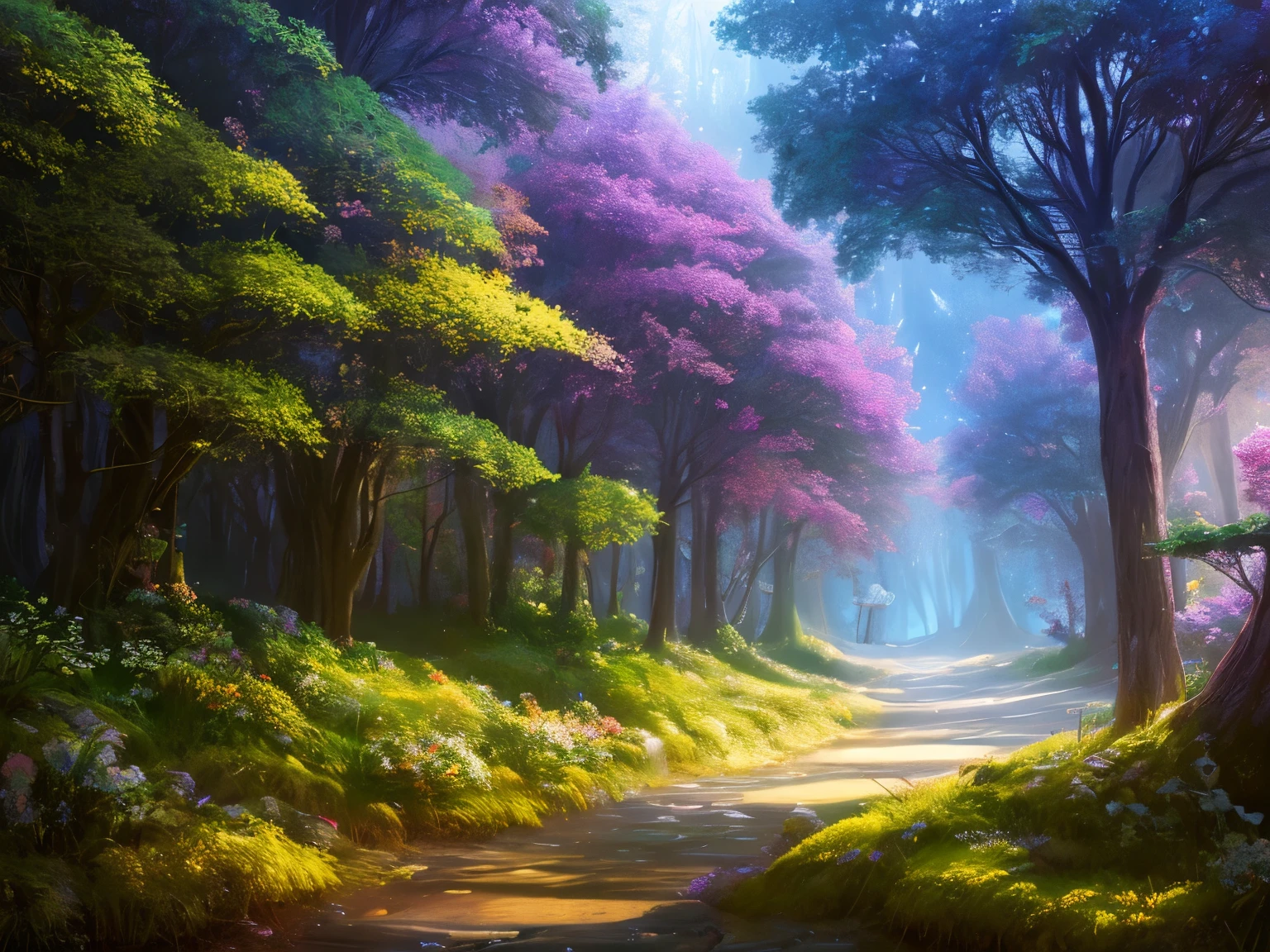 masterpiece, best quality, high quality,extremely detailed CG unity 8k wallpaper, An enchanting and dreamy scene of a fantasy forest, with towering trees, glowing mushrooms, and hidden fairy glens, creating a sense of mystique and enchantment, artstation, digital illustration, intricate, trending, pastel colors, oil paiting, award winning photography, Bokeh, Depth of Field, HDR, bloom, Chromatic Aberration ,Photorealistic,extremely detailed, trending on artstation, trending on CGsociety, Intricate, High Detail, dramatic, art by midjourney