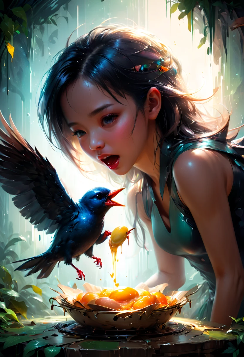 Nest, Feeding, by Ross Tran, best quality, masterpiece, 8k