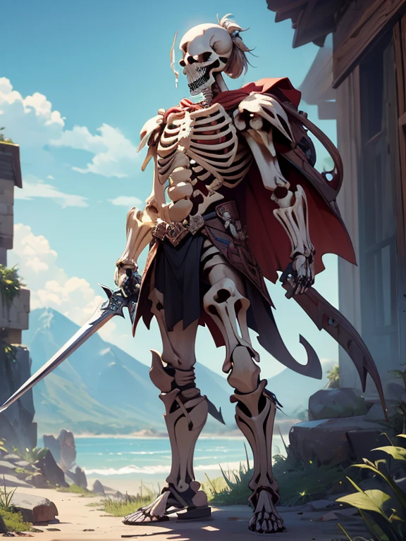 (masterpiece, high quality, high resolution, absurd, super detailed, 8k),real:1.5,(skeleton warrior)