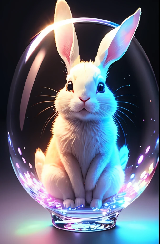 rabbit,transparency,holographic color,cute,lily,Artistic creativity