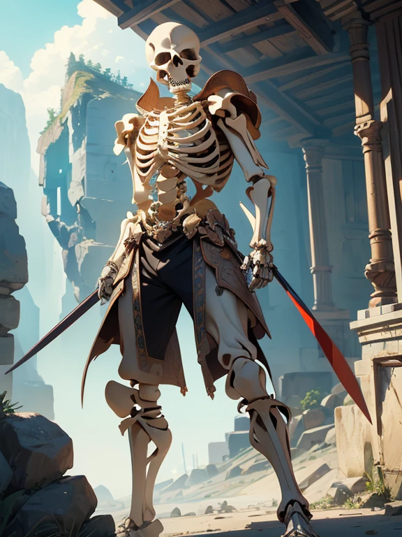 (masterpiece, high quality, high resolution, absurd, super detailed, 8k),real:1.5,(skeleton warrior)