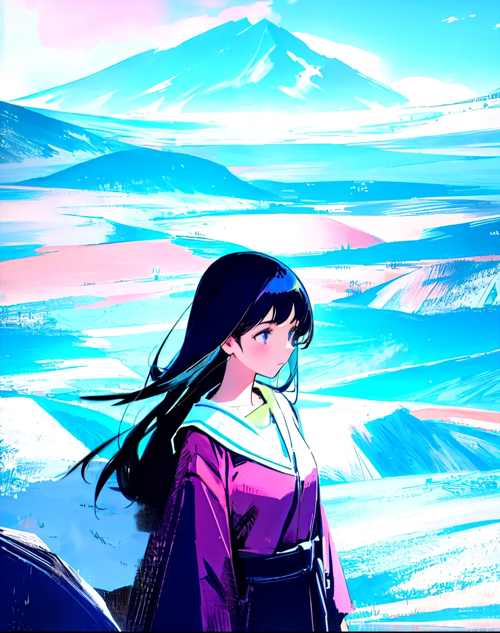 girl, landscape
