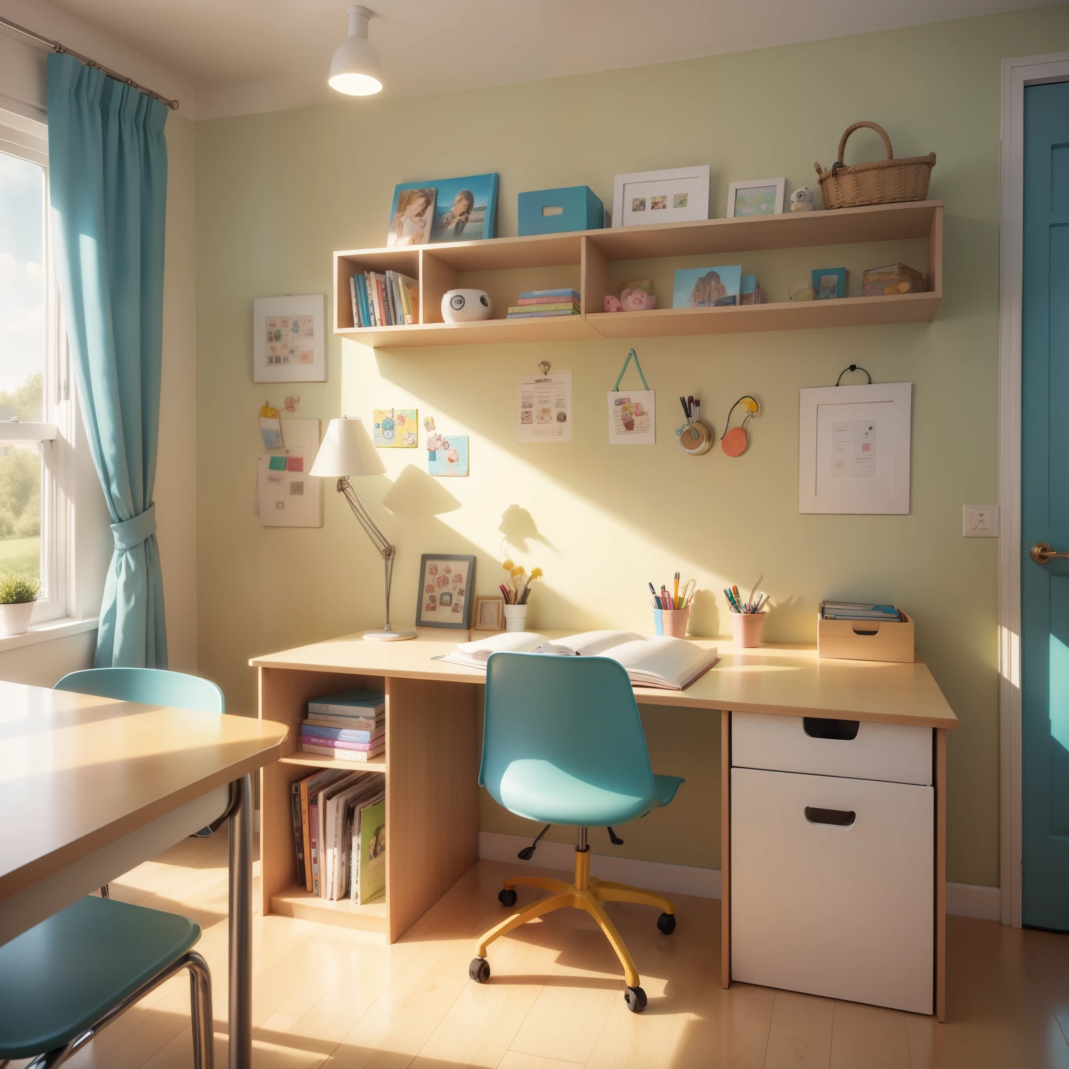 kids study room with Wall Hooks and Extra Storage