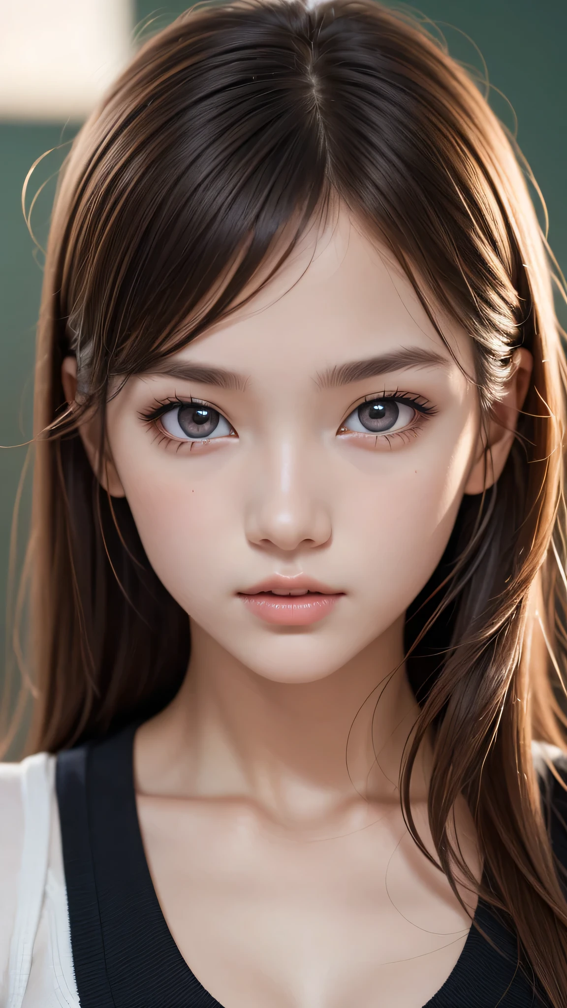 ((1girl)), ((Best Quality)), (Ultra-detailed), (extremely detailed CG unified 8k wallpaper), Highly detailed, High-definition raw color photos, Professional Photography, Peanut butter brown hair, Amazing face and eyes, Pink eyes, (amazingly beautiful girl), School,