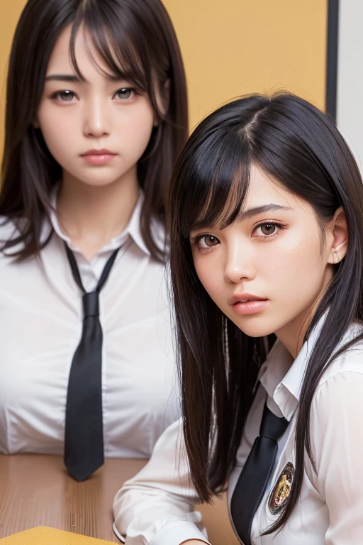 (table top:1.3), (8K, realistic, RAW photo, highest quality: 1.4), Japanese, (1 girl), beautiful face, (realistic face), (black hair), beautiful hairstyle, realistic eyes, beautiful and fine eyes, (realistic skin), beautiful skin, Charm, Super high resolution, surreal, very detailed, golden ratio,school uniform.