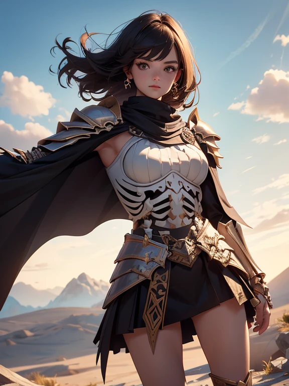 (masterpiece, high quality, high resolution, absurd, super detailed, 8k),real:1.5,(skeleton waist-cape armor)