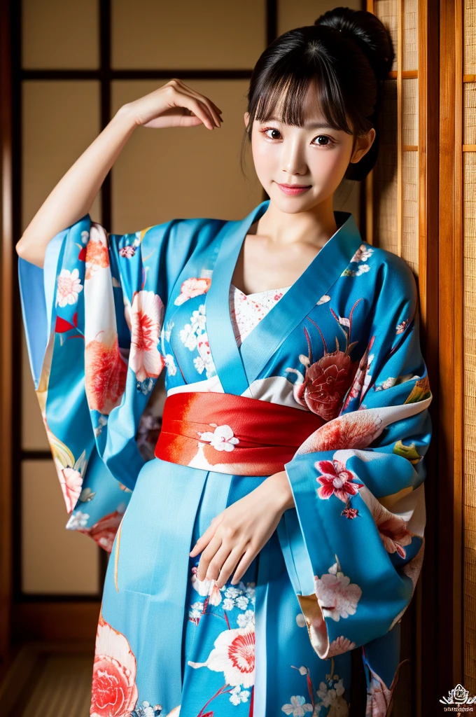 kimono, heart, (8K, RAW photo, highest quality, masterpiece: 1.2), (realistic: 1.6), (masterpiece), (highest quality: 1.0), (ultra high resolution: 1.0), detailed, 40 generations, One, detailed beautiful skin, detailed room, ,realistic skin