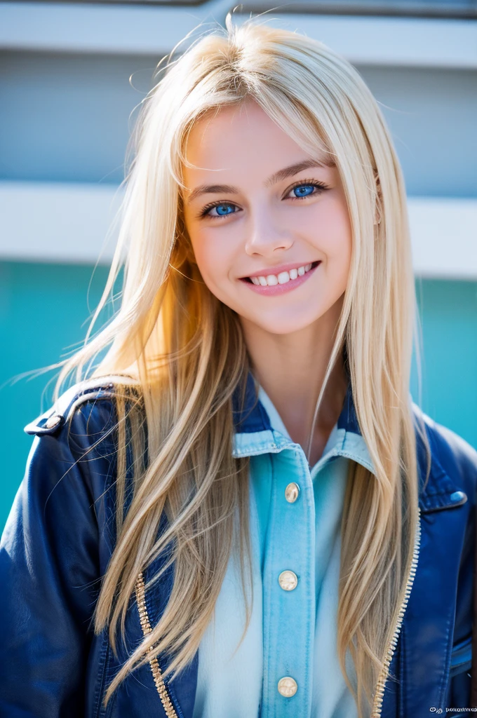 Cristia AOT, 1 girl, alone, Krista Lenz, smile, hair between eyes, blue eyes, blonde hair, Jacket, medium hair,