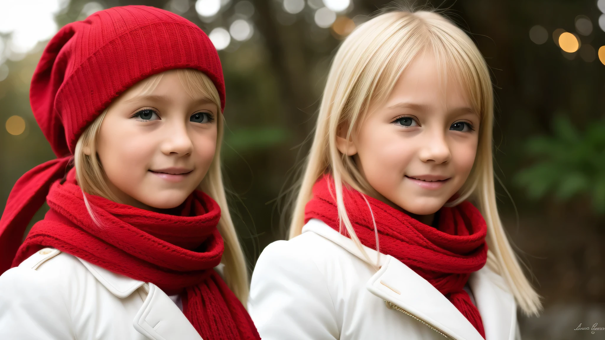 Portrait of a beautiful blonde girl of with blue eyes and a smile wearing a red beret on her head