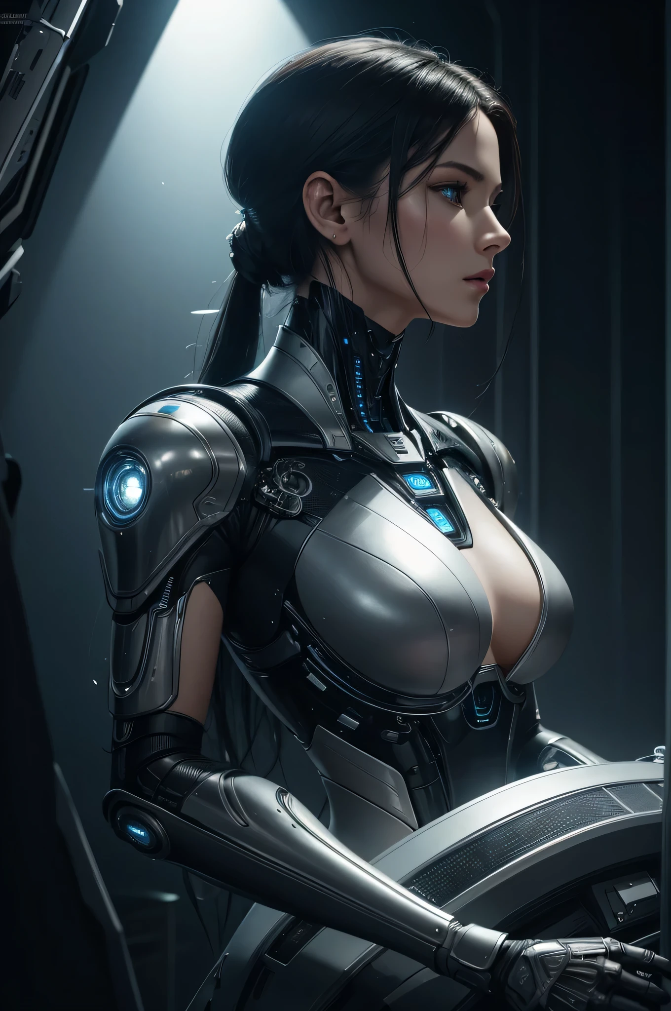 8K,A sophisticated 3D rendering of a super detailed beautiful porcelain profile of a young male android#39;s face, cyborgs, Robot Details, 150mm, Beautiful studio soft lights, side lights, Vivid details, luxuriouscyberpunk, Lace, A hyper-realistic, Anatomical, face muscles, electric wires, microchips, Elegant, beatiful backgrounds, octane, Style H. r. giger, 8K, top-quality, tmasterpiece, illustartion, extremely delicate and beautiful, Extremely detailed, computer graphics, unit, wall-, unbelievable, Fine details, tmasterpiece, top-quality, official arts, Highly detailed 8K computer graphics wallpaper, 机器人, silver garme, ((full bodyesbian)), sitted,youth
