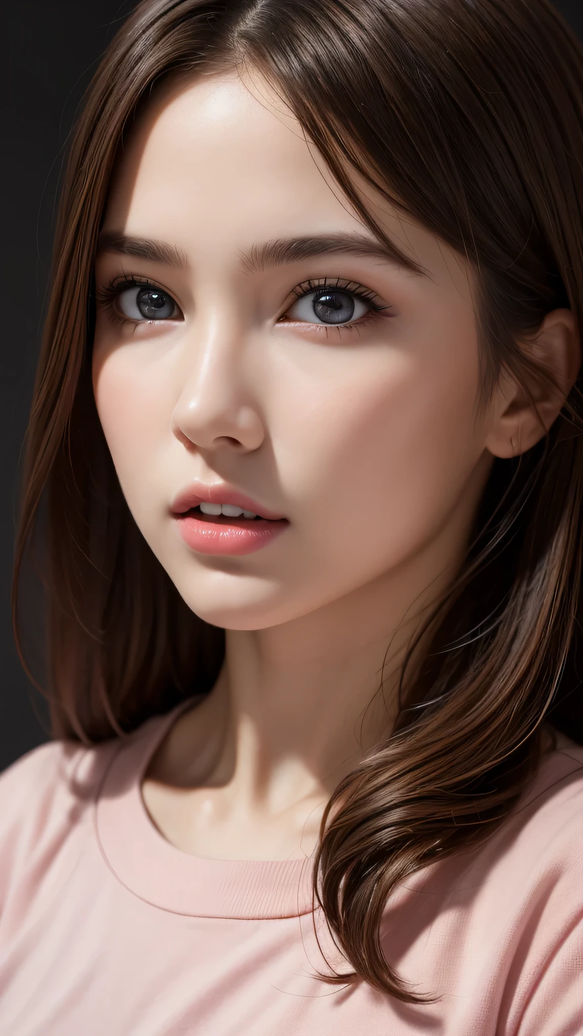 (1girl), ((Best Quality)), (Ultra-detailed), (extremely detailed CG unified 8k wallpaper), Highly detailed, High-definition raw color photos, Professional Photography, Peanut butter brown hair, Amazing face and eyes, Pink eyes, (amazingly beautiful girl), School, 