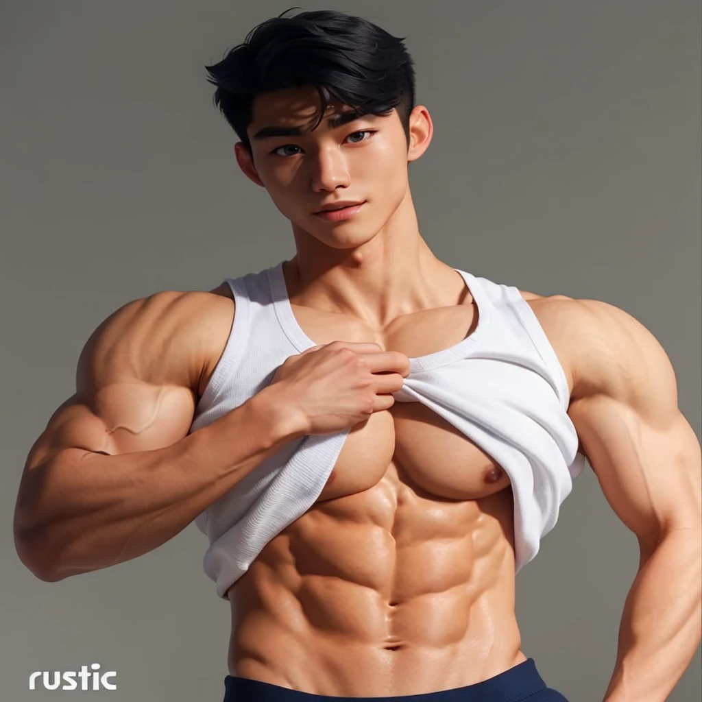 a close up of a man with a shirt on and no shirt on, korean muscle boy 2 , south korean male, prefect body, lean but muscular, asian male, lean and muscular, slender and muscular build, ripped, yanjun chengt, exaggerated muscle physique, with abs, siwoo kim, fitness model, attractive body, muscular!!