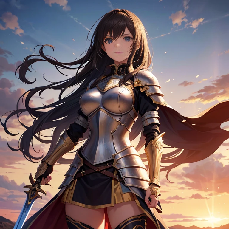 Warrior with armor and sword, fine-detailed, detailedeyes, face detailed.