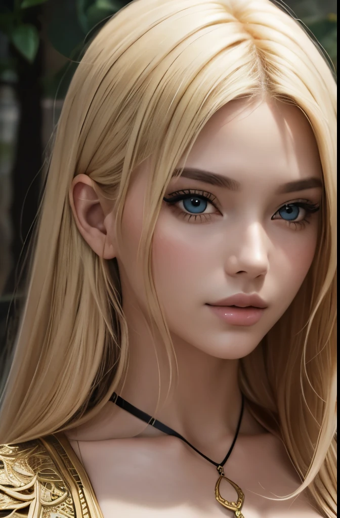 Fantasy hot girl blonde hairs beautiful face intricate details ultra realistic smooth sharp masterpiece full body portrait