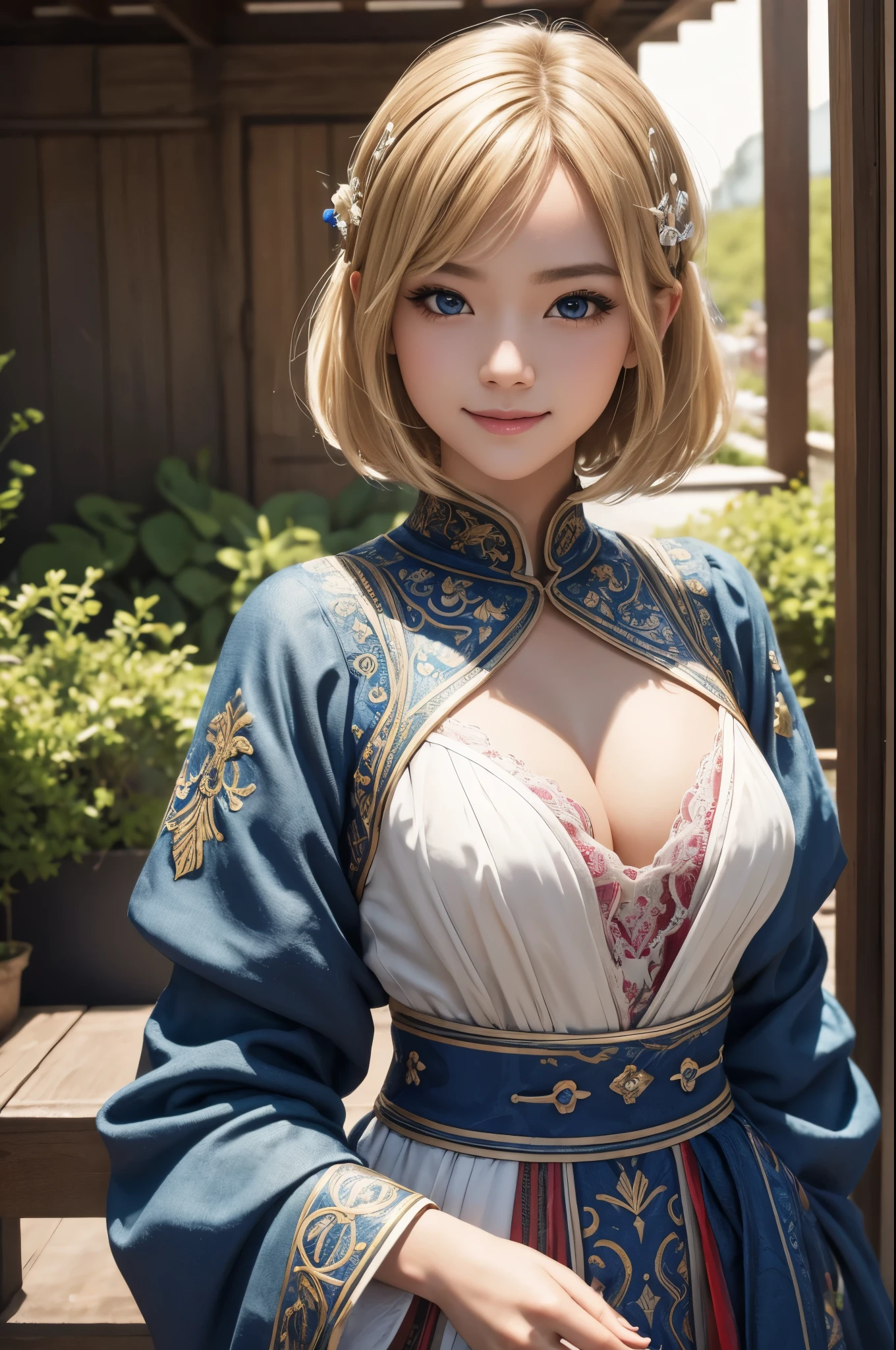 8K,(dark shot:1.1)The whole body of the princess,sexy princess costume(absurd、High resolution、super detailed)、One woman's whole body、red and white princess sexy costume、bigger、Blonde short bob、slender giant、blue eyes、long sleeve、small eyes and small face、intricate detailsREAKモザイクアート、small pieces、colorful tesserae、complex pattern、tiled designs、durable surfaces、Old fashioned technique BREAK macro photography、極端なClose-up、intricate details、Enlarged texture、stunning clarity、Hidden beauty、Interruption of immersive perspective、artisanal creations、Handmade Products、unique designs、intricate details、creative expression、skilled craftsmanship、English Garden、laughter、Armor details,超High resolution,surreal,20-year-old,rich colors, Backlight, cinematic lighting, film grain, born, 50mm lens, Nikon D850,超High resolution,Super realistic,Makeup,Close-up,smile,sexy pose,view audience,perspective from above,