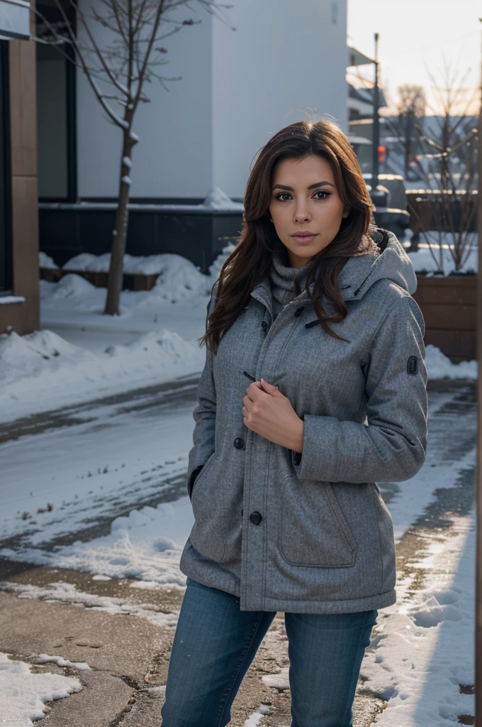 A girl with a resemblance to Eva Longoria standing in a wintery Zurich

(best quality,4k,8k,highres,masterpiece:1.2),ultra-detailed,(realistic,photorealistic,photo-realistic:1.37),HDR,UHD,studio lighting,ultra-fine painting,sharp focus,physically-based rendering,extreme detail description,professional,vivid colors,bokeh,portraits,landscape,concept artists,winter,spices
