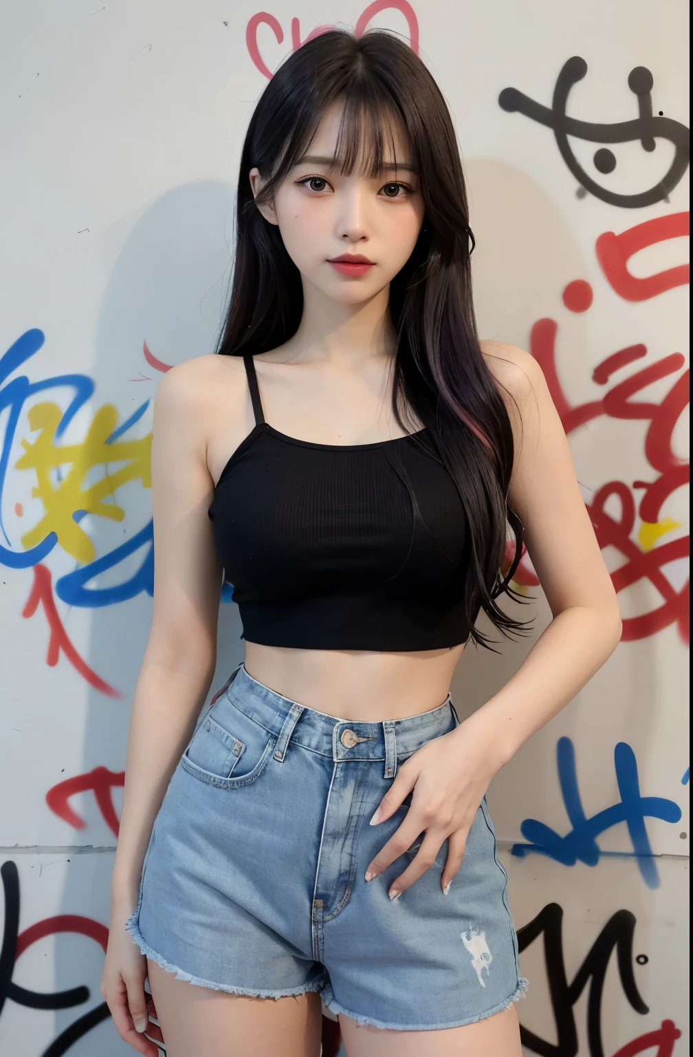 Surrealist art, gallery-quality works, ultra-precision, visual impact, sublime masterpieces, peak clarity, twilight dimness, soft lighting,
1 girl, solo,
Low-key, deep shadows, dresses, stockings, skirts, shorts, suspenders, tank tops, short sleeves, t-shirts, shirts, home, night, neon, rain, wet, light diffusion, colorful lights, mapping, innuendo, sexy, feminine, long legs,