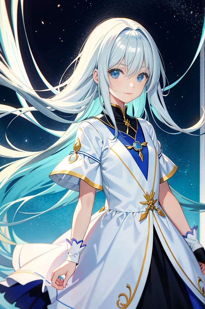 Furina anime com cabelo branco e olhos azuis em um vestido branco, divindade de cabelos brancos, portrait knights of zodiac girl, Anime Girl with Cosmic Hair, com cabelo branco, cabelos brancos, Arte digital no Pixiv, Um retrato anime de Cirno, trending on artstation pixiv, perfeita de cabelos brancos, cabelos brancos, Um retrato de uma de olhos azuis furina