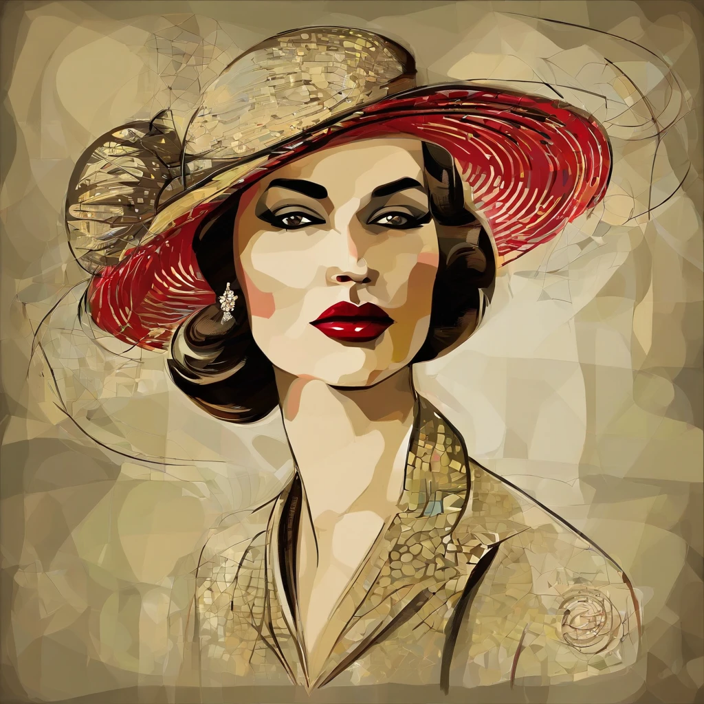 (cubista,realista:1.2,high resolution), 1920´s,Mulher:1.1,vestido verde:1.1),(Geometric,art Deco:0.9,Cinema sombrio:1.1,Pintura),(olhos detalhados,batom vermelho,penteado vintage,rosto expressivo),(joia,Colar frisado,elegante),(smoke,tem,porta-cigarros longos),(Fundo:1.1,dramatic shadows,formas abstratas),(Paleta de cores:vibrante,Tons contrastantes),(studio lighting),(sharp focus),(pinceladas finas:1.1),(Elegante,fashionable),(Nostalgic),(dynamic composition),(1920´s jazz age:0.9)