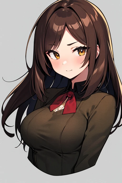 two dimensional style，anime style，One woman, student，Get ready to go out with brown hair, high detail, hyper hd, anatomically correct, rough skin, high details, Super detailed, high quality, 最high quality, High resolution, 16k