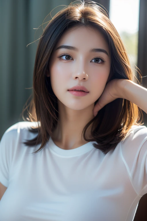 dressed, (photo realistic:1.4), (hyper realistic:1.4), (realistic:1.3),
(smoother lighting:1.05), (increase cinematic lighting quality:0.9), 32K,
1girl,20yo girl, realistic lighting, backlighting, light on face, ray trace, (brightening light:1.2), (Increase quality:1.4),
(best quality real texture skin:1.4), finely detailed eyes, finely detailed face, finely quality eyes,
(joy, blush), (tired and sleepy and satisfied:0.0), face closeup, t-shirts,
(Increase body line mood:1.1), (Increase skin texture beauty:1.1)
<lora:dollyMixGirl_V2:0.6>