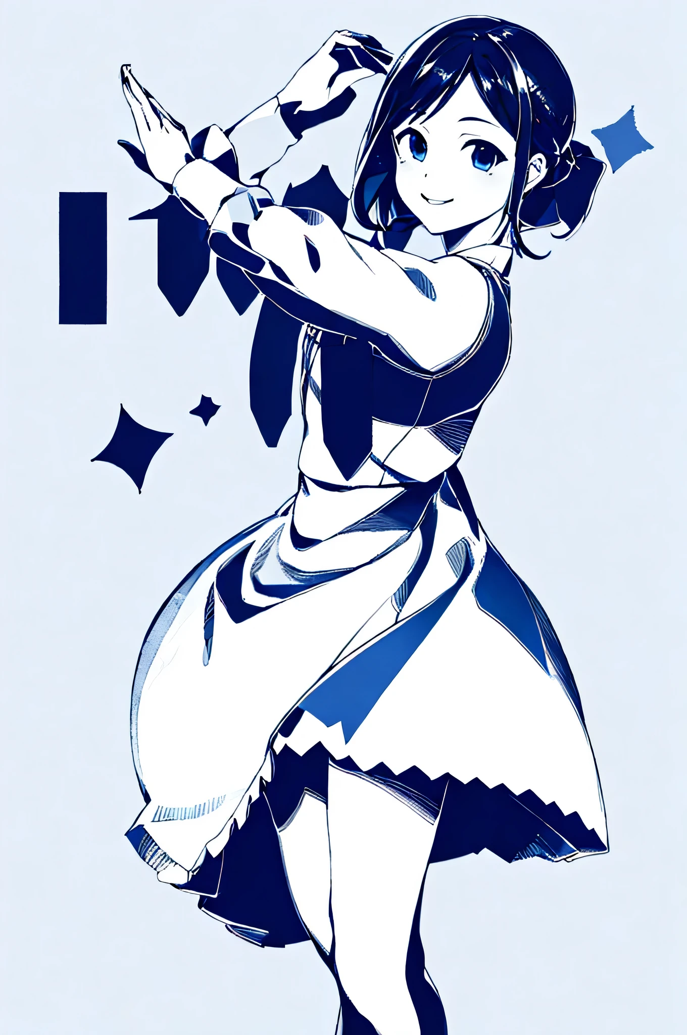 Masterpiece, highest quality, one girl, solo, simple background,
cute, smile, skirt, dancing,