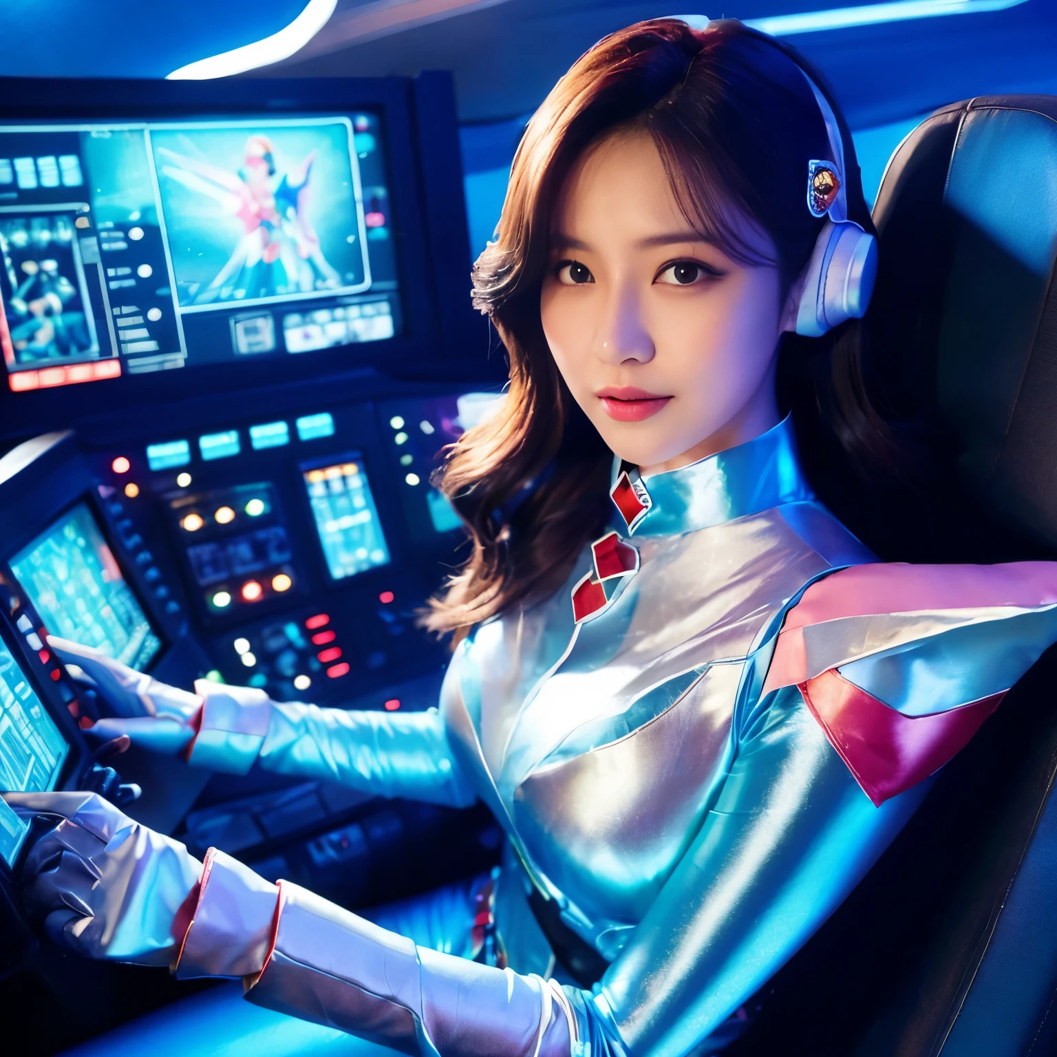 best image quality、Super high resolution、(realism:1.4)、Korean beauty star、The most beautiful KPOP star、face、Horny Korean makeup、erotic expression、A body that makes you want to touch it、Erotic photos、Realistic satin fabric texture、Costume made of stretch satin fabric that is smooth to the touch、The drape of the curved part of the satin fabric、Strong luster of costume、costume quality、8K photo quality、Costume made of high-quality satin fabric with high density、Super-class battle leather cloak with a smooth texture、Super Sentai Women's Heroine Suit、Super-class battleship shiny costumes、Texture of costumes that satin fetishists respond to、Thin, glossy stretch satin fabric、