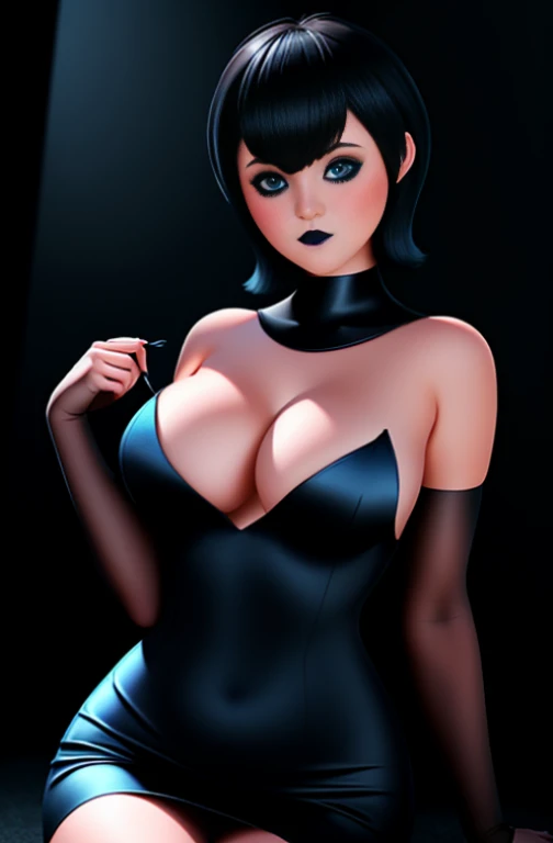 (best quality, 12k resolution, ultra-detailed), nudes, portraits, beautiful face, beautiful blue eyes, short hair with bangs, gothic makeup, provocative pose, curvy figure, porcelain skin, elegant background, dramatic lighting, vibrant colors.