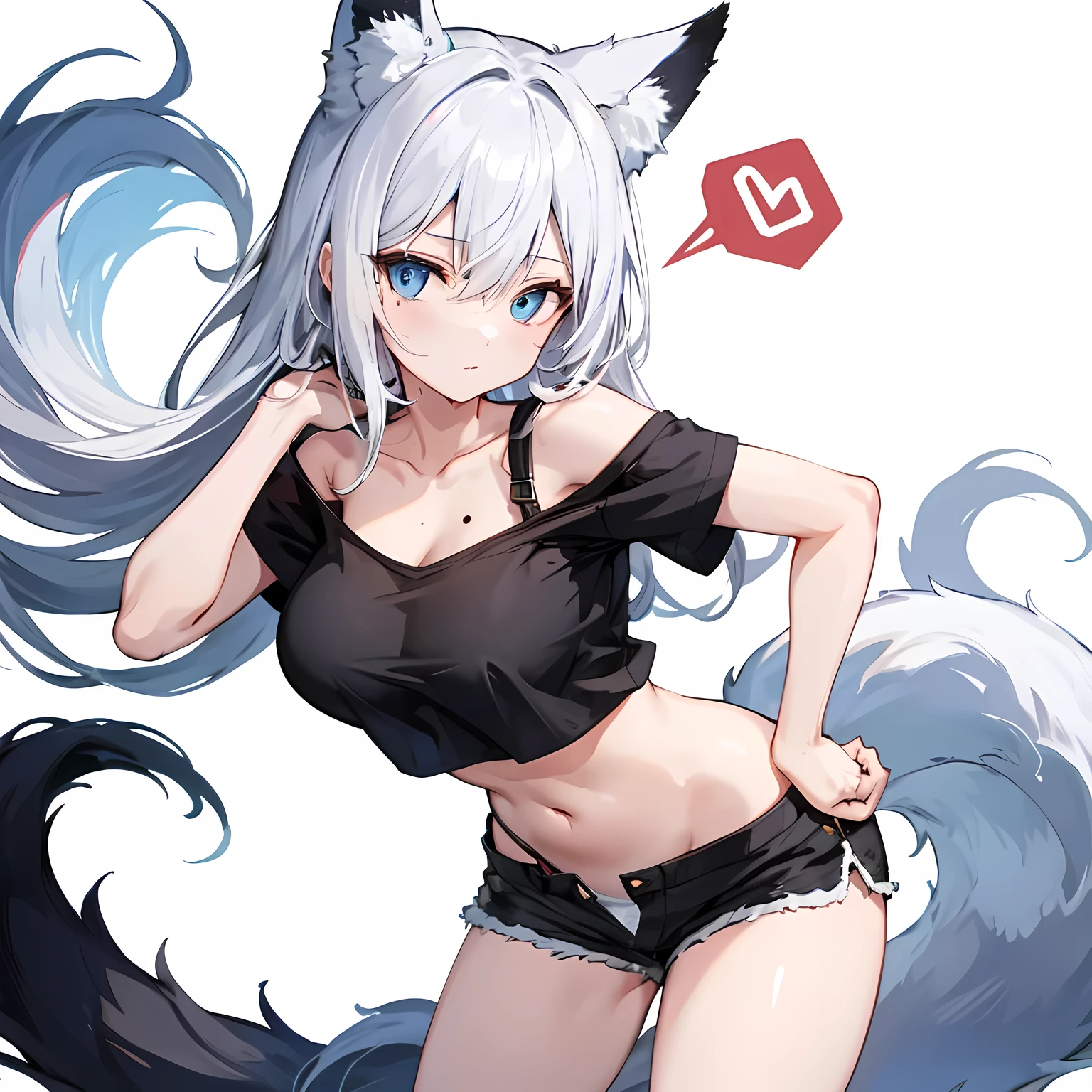 A  wolfgirl pup with cum on her belly