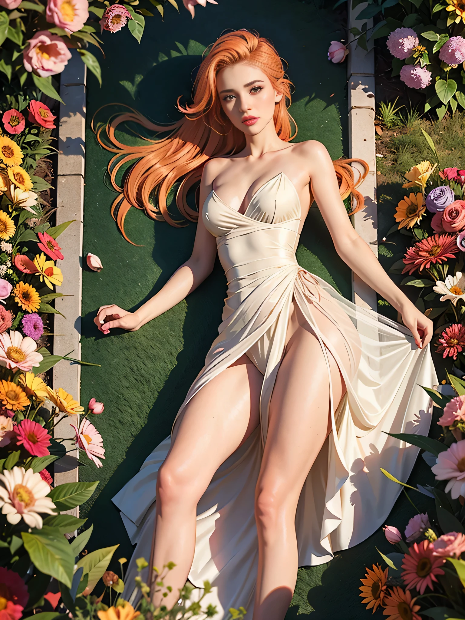 1 girl, alone, small head, high resolution, Delicate skin, camel toe:0.3, Cover the nipples:0.07, Instagram style, Small hands, woman&#39;s hand, Good player,  face))),

rest

((Sliding back undercut with side parts, Light orange hair, mocha color eyes, Decide, highlighter palette, smoky eyeliner, A size breasts, ripped body)), Lie in the flowers, Cross your hands behind your head, feel relaxed,

rest

Whimsical fairy-like tulle ball gown, See-through pantyhose, Slingback heels, look back,

rest

cuckolding, rotating, (whole body),

rest

sunset, cold,