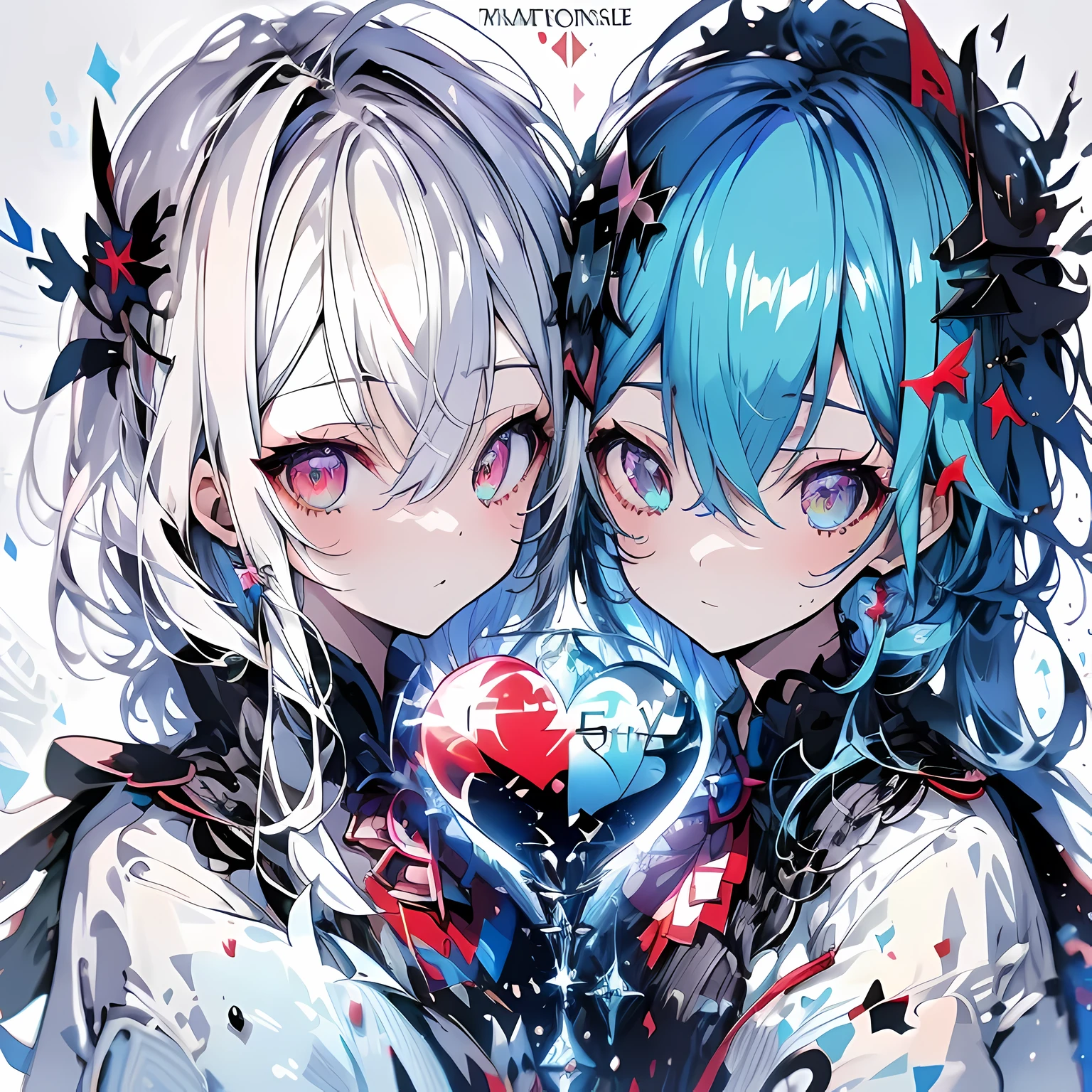 Japanese cartoons - image de style de deux femmes vêtues de rouge et blanc allongées sur un lit, embrace, Rougecent, a painting of'Japanese cartoons par Kamagurka, pixiv, realism, two beautiful girls'Japanese cartoons, wlop sum sakimichan, guweiz sur Pixiv Artstation, anime girl, In Pixiv, guweiz, from video games《Azure Lane》, mind, ahog