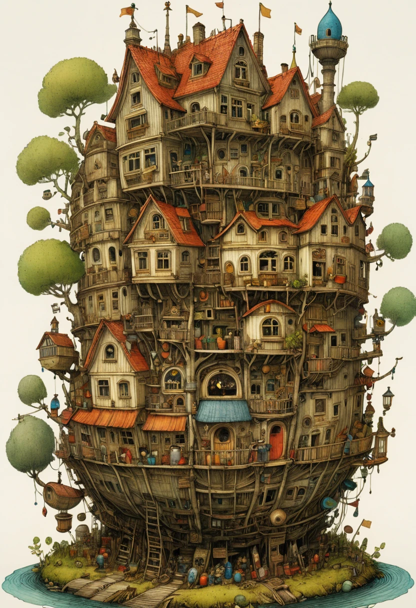 nest, inspired by Mattias Adolfsson, best quality, masterpiece, 8k