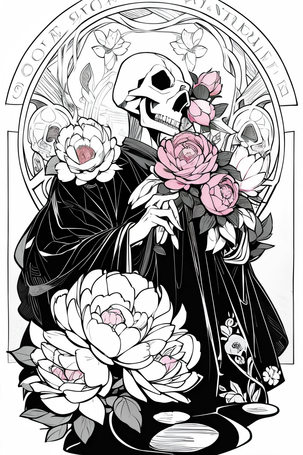 skull and peony